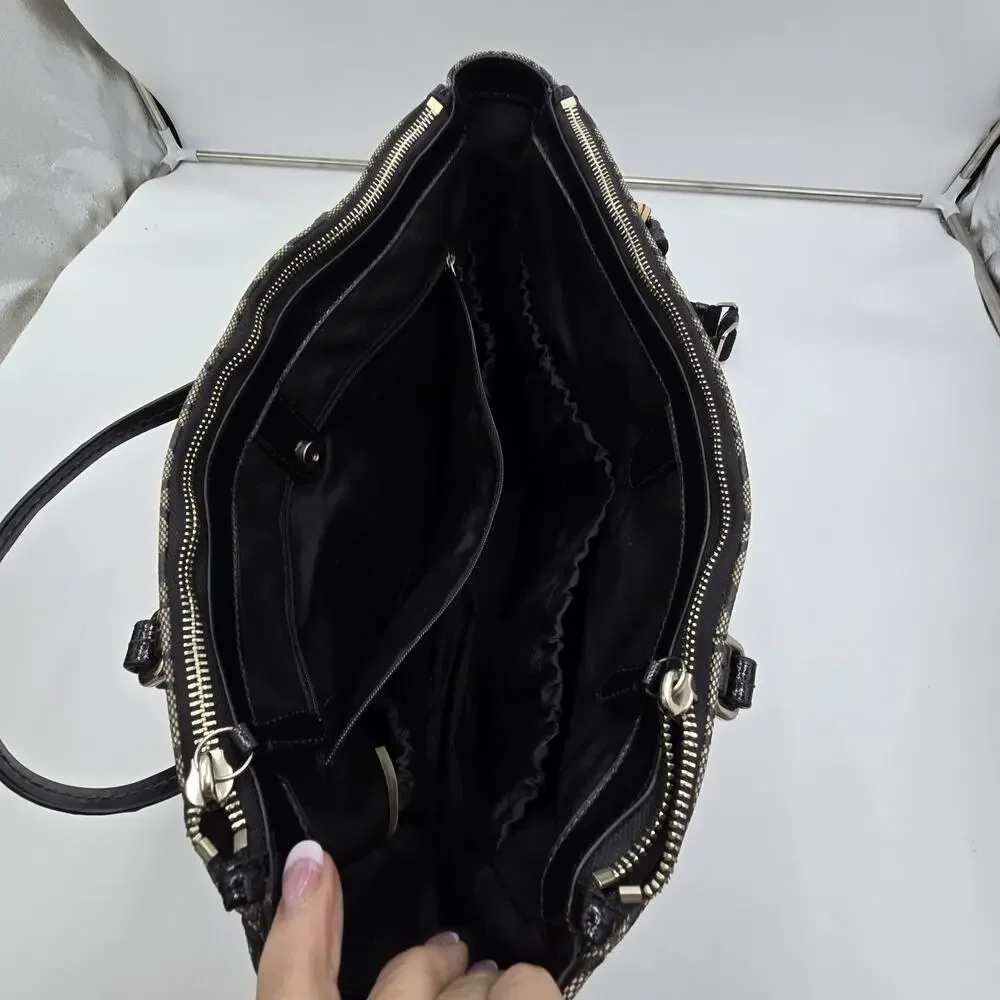 COACH Peyton Black Logo Coated‎ Travel Tote Baby Diaper Bag F25741 Pockets GUC